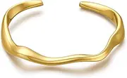 [ENSKEFEN] Gold Sliver Cuff Bracelets for Women Dainty Gold Open Cuff Bangle Bracelets 18K Gold Plated Bracelets Adjustable Wrist Cuff Bracelets Fashion Jewelry