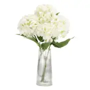 4pcs Artificial Hydrangea Flowers 18.5" Latex Faux Hydrangea Flower, White