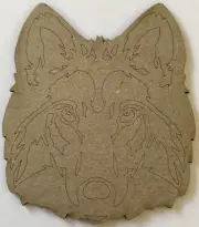 WOLF HEAD CHIPBOARD(1pc) 2-3/4x3-1/4”•Unpainted•Animal •Canine•Timber wolf•Apex•