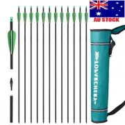 12pcs 30" Carbon Arrows with Arrow Quiver Set for Archery Bow Hunting Practice