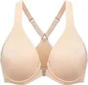 Delimira Women's Front Fastening Bras Seamless Unlined Racer Back Plus Size Underwired Plunge Bra
