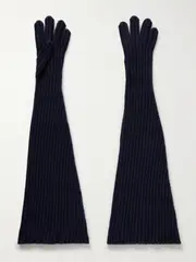 [The Row] The Row - Fergie Ribbed Cashmere Gloves - Midnight blue - One size One size Blue