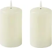 Lexi Lighting Set of 2 LED Pillar Flameless Candle Lamp, Height 18cm, Ivory Real Wax Shade, Flickering Effect, Battery Operated, Remote Control, On/Off Timer, Vintage Home, Parties, Interior Décor