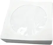 LOORGVEL 100Pcs CD Storage Bags with Transparent Window DVD Paper Cases for Organizing Discs Portable and Dustproof Design for Home Cinema and Travel White