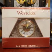 Vintage WESTCLOX Small Desk Shelf Clock 24 % Lead Crystal ~ New And Original Box