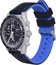 [uEmoh] Watch Band for Moonswatch Watch,Soft Silicone Strap for Omega X Swatch Moonswatch Speedmaster 20mm Watch, Quick Release Watch Replacement Strap Men Women