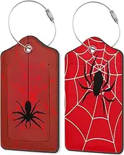 [DEMACYA] Spider on Spider Web Luggage Tags, 2 Pack Travel Cruise Tags for Suitcases, Cute Identifiers with Privacy Flap, Baggage Tags for Women Men Kids Backpack Handbag