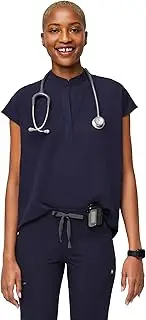 [FIGS] Rafaela Oversized Scrub Tops for Women — Mandarin Collar, Shirttail Hem, 3 Pockets, 4-Way Stretch Women’s Scrub Top