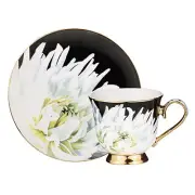 5pc Ashdene Dark Florals Teapot Set/Stainless Steel Infuser/Teacup White Dahlia