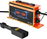 VEVOR Golf Cart Battery Charger, 18 AMP, Smart Battery Charger with D-Style Plug, Compatible with Lead-Acid AGM/Gel/EFB MF NMC LiFePO4 Batteries for EZGO TXT, IP67 Waterproof ETL Certified