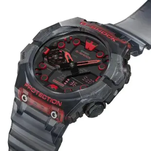 【CASIO 卡西歐】G-SHOCK 藍牙 碳纖維核心防護 半透明 電競黑紅 46mm(GA-B001G-1A)