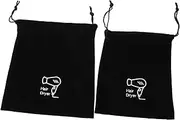 Hair Dryer Bag Drawstrings Hotel Travel Storage Black 2 Pieces Sturdy Organizer for Hair Dryer Accessories