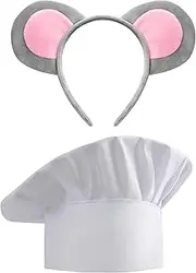 Mouse Ears Headband and Chef Hat Set Adult Halloween Costume Dress up Accessories