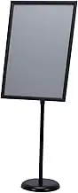 Spiral Style Floor Standing Sign Holder A2 Poster Stand Holder Adjustable Pedestal 17x23.5 Inch Vertical And Horizontal View Sign Display, Aluminum Snap Open Frame black