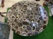 Black Wild Agate Dining Center Top, Living Room Round Agate Table Decor