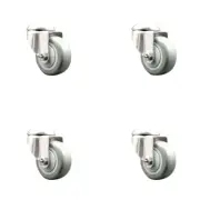 3 Inch 316SS Gray Polyurethane Wheel Swivel Bolt Hole Caster Set Service Caster