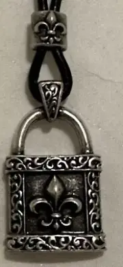 Stigma Lock Pendant on Cord Necklace Unisex Jewelry