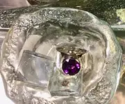 Genuine 925 Sterling Silver Round Amethyst Gemstone Ring Size 7