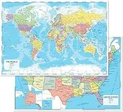 World Map Poster 33 x 24" Large Wall Map of the World – World Map Wall Art Atlas - Perfect Travel Map, Classroom Decoration or Geography Gift
