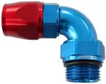 Aeroflow Male End -6Orb to -6AN Teflon Full Flow Billet 90 Deg Blue - AF583-06-06D