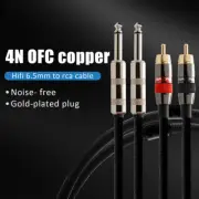 HiFi Audio Cable Signal Wire Dual Male 6.35mm 1/4" Phono Mono to RCA Connectors