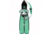 Mirage Barracuda Fin Mask and Snorkel Set with Tempered Glass Lens Green