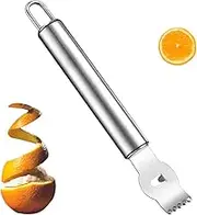 Lemon Zester Peeler, Professional Lemon Zester with Canelle Knife Stainless Steel Lemon Slice for Gin Cocktails, Lime Oranges, Kitchen Tool (Stainless Steel Handle, 6.5 Inch),Orange Peeler Tool