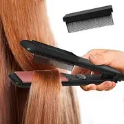 DIY Flat Iron Comb, Barber Straightening Comb Attachment Compact Hair Styling Tool for Professional or Home Use (Black)
