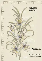 1 x GLASS DECALS. FLOWERS, REEDS, SWIRLS. Approx. 8 1/4" x 4 1/4" C116