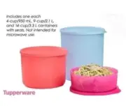 Tupperware 3-Pc. Modular Basic Bright Round Storage Container Canister Set New!