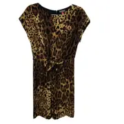 Vince Camuto Leopard Print Dress Small Above Knee Tie Waist Casual Office New