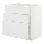 METOD / MAXIMERA base cab f sink+3 fronts/2 drawers, white/Stensund white, 80x60x80 cm