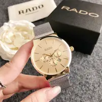 在飛比找蝦皮購物優惠-Rado 男女時尚商務合金錶殼鋼錶帶手錶石英禮物