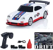 wheelfun 1/43 High Speed 2.4 GHz Mini RC Drift Car with 4 Wheel Drive Motor Electronic (ESC) Servo Motor Lighting Battery Charging Cable Gyroscope Ready to Use Racing Vehicle Model