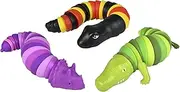 Dinosaur, Alligator, and Snake Wiggle Fidget Slug - Prehistoric Themed Sensory Toys with Articulated Joints for Stress Relief and Stimulation - Autism and ADHD Support