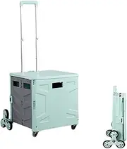 Folding Portable Push-Pull Cart, Shopping Cart Shopping Bag, Climbing Trolley Case, Large-Capacity Supermarket Shopping Trolley Trolley,Green,Large