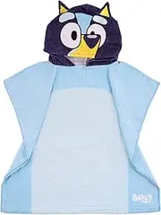 BLUEY Poncho Towel for Kids | One Size Hooded Bath Towelling Robe for Girls and Boys | Beach Swim Cover Up for Children and Toddlers, Blue, One Size