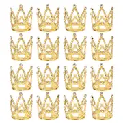 16Pcs Mini Crown Cake Toppers, Princess Little Gold Crown, Mini Diamonds