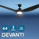 Devanti 64'' Ceiling Fan DC Motor 3 Blades LED Light Remote Control Timer Black
