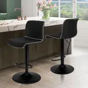 2x ALFORDSON Bar Stools Vintage Fabric Black