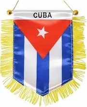 Cuba Hanging Flag with Suction Cup Double Sided Mini 4x6 Inch Cuban Banner Decorations for Car Home Wall Door Window