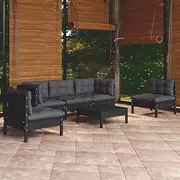 6 Piece Garden Lounge Set with Cushions Solid Pinewood Patio Bar Sets