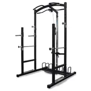 Squat Rack with Lat Pulldown & Seated Row + Attachments