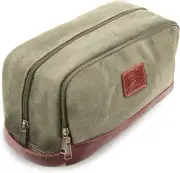 Large Hanging Toiletry Bag Canvas Vegan Leather Water Resistant Dopp Kit Army Gr