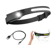 Headlamp USB Rechargeable COB XPE Waterproof Induction LED Headlamp with 230° Illumination for Running, Fishing, Camping, Hiking, Cycling, Reading