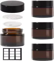 4 Pack 1Oz Glass Jars round Empty Cosmetic Containers, Refillable Glass Jars wit