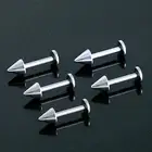 4-6pack 10Pcs Silver Stainless Steel Labret Lip Ring Spike Stud Piercing Chip