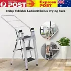 3 Step Foldable Ladder Portable Anti Non-Slip Heavy Duty Clothes Drying Rack NSW