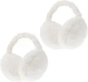 [TEMPNAP] Warm Cozy 2 Pack Fuzzy Earmuffs for Women Winter Outdoor Ear Covers Foldable Design