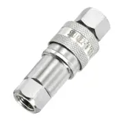 Hydraulic Quick Connect Couplers Set, Carbon Steel Pipes (Silver Tone, G1/4)